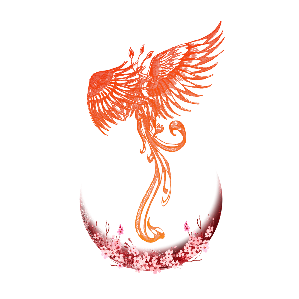 Rebirth design with phoenix with moon