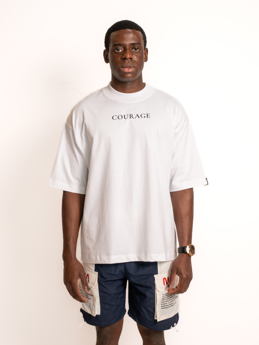 SOUL oversized tee Courage design white front view