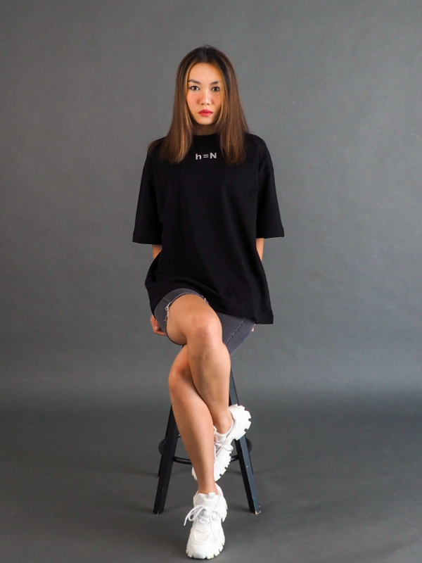 null hypothesis female model sitting on stool