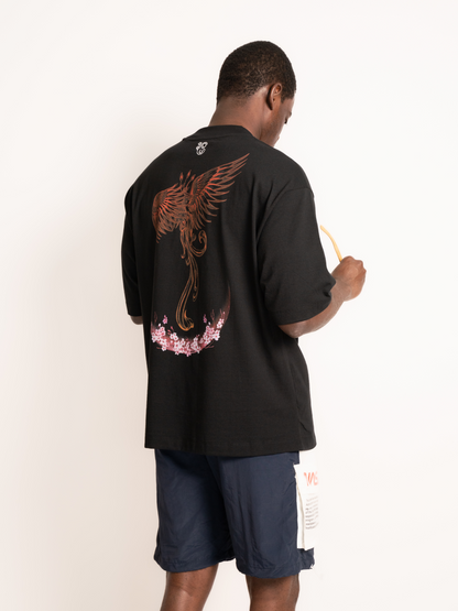 SOUL oversized tee Rebirth design black back side view