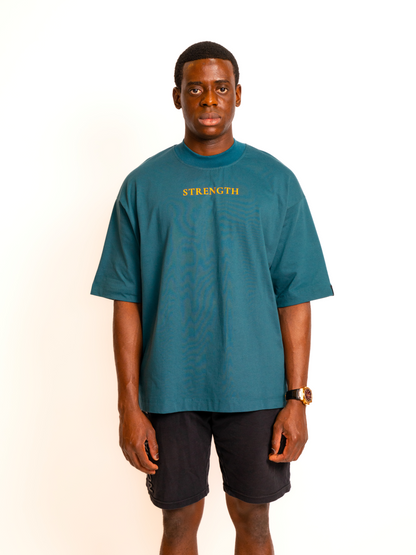 SOUL oversized tee Strength design Blue lagoon front view