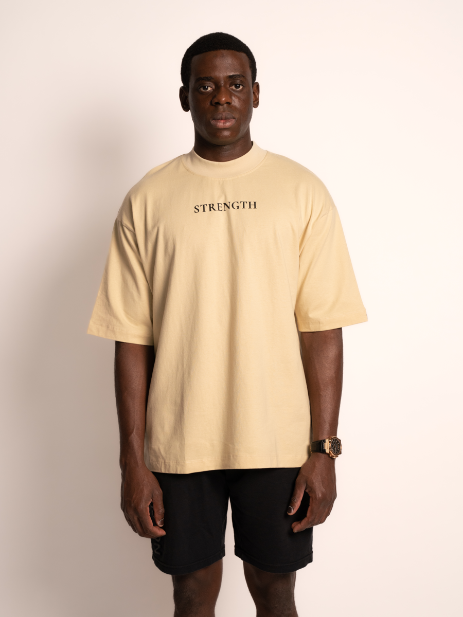 SOUL oversized tee Strength design soft amber front view