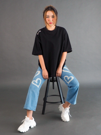 null hypothesis female model wearing denim jean