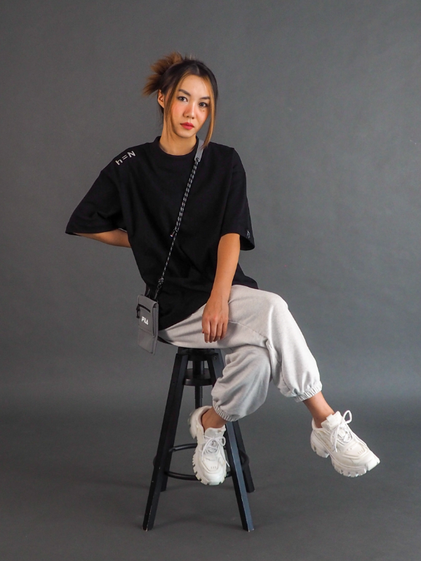 null hypothesis female model wearing jogger sitting