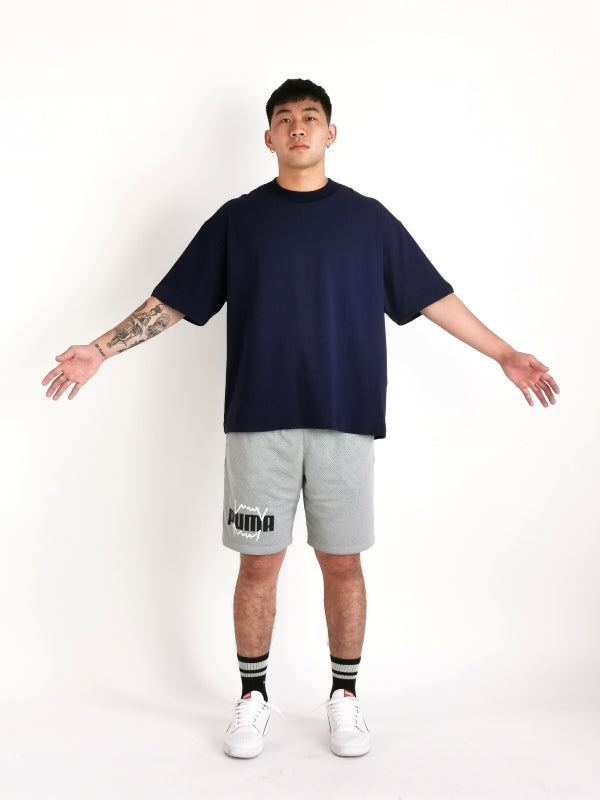 simple hypothesis essential oversized tee design on male model to display oversized cut